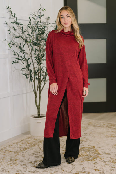 Travel City Scape Turtle Neck Tunic in Wine-Womens-Authentically Radd Women's Online Boutique in Endwell, New York