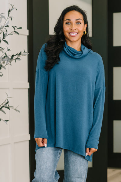 Travel Destination Cowl Neck Pullover in Dark Teal-Womens-Authentically Radd Women's Online Boutique in Endwell, New York