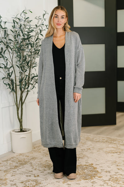 Travel Hideaway Open Front Cardigan in Soft Grey-Womens-Authentically Radd Women's Online Boutique in Endwell, New York