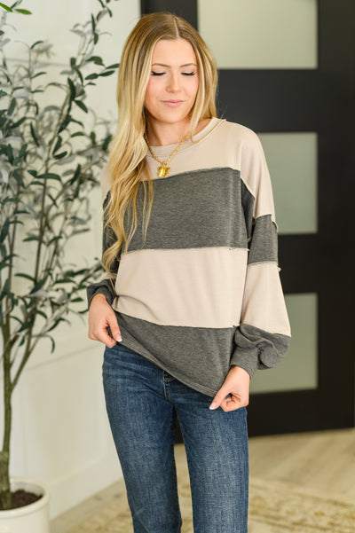 Two-Tone Take Drop Shoulder Top-Womens-Authentically Radd Women's Online Boutique in Endwell, New York