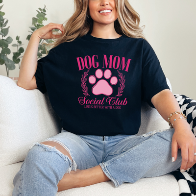 Dog Mom Social Club Graphic Tee-Womens-Authentically Radd Women's Online Boutique in Endwell, New York