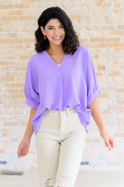 Up For Anything V-Neck Blouse in Lavender-Tops-Authentically Radd Women's Online Boutique in Endwell, New York