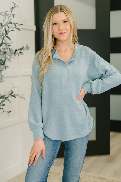 Urban Flux Scooped Hi-Low Long Pullover in Blue Grey-Womens-Authentically Radd Women's Online Boutique in Endwell, New York