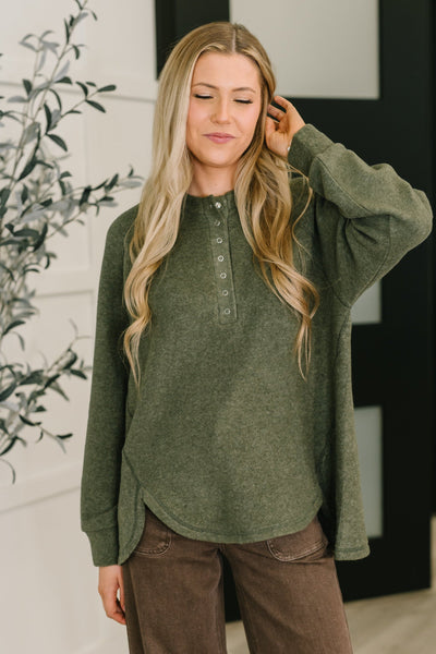 Urban Flux Scooped Hi-Low Long Pullover in Olive-Womens-Authentically Radd Women's Online Boutique in Endwell, New York