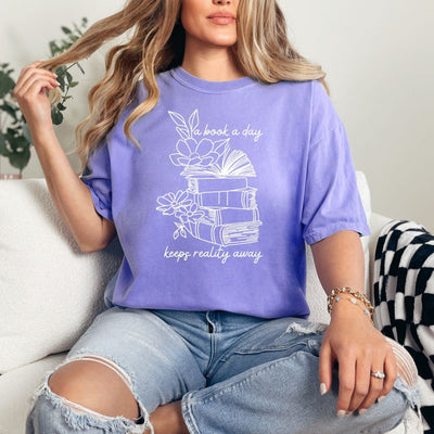 A Book A Day Graphic Tee-Womens-Authentically Radd Women's Online Boutique in Endwell, New York