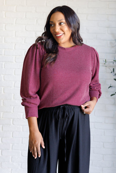 When the Sun Goes Down Mineral Wash Ribbed Knit Top in Wine-Tops-Authentically Radd Women's Online Boutique in Endwell, New York