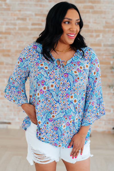 Willow Bell Sleeve Top in Retro Ditsy Floral-Tops-Authentically Radd Women's Online Boutique in Endwell, New York