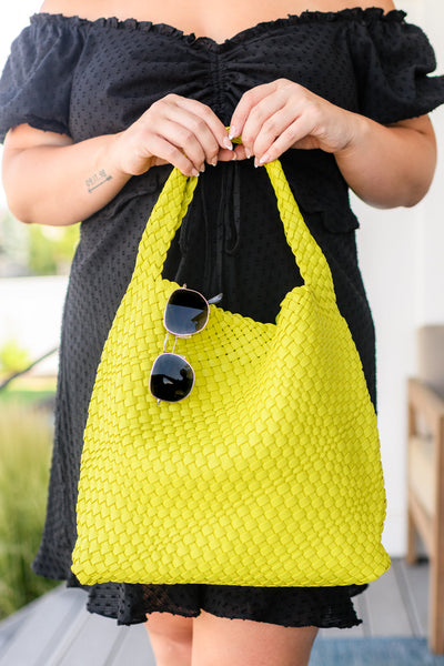 Woven and Worn Tote in Citron-Accessories-Authentically Radd Women's Online Boutique in Endwell, New York