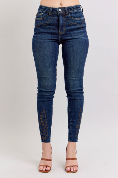 Judy Blue Wild Stitch Skinny Jeans-Denim-Authentically Radd Women's Online Boutique in Endwell, New York