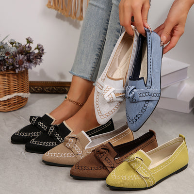 knitted Slip-On Flats with Bow-Authentically Radd Women's Online Boutique in Endwell, New York