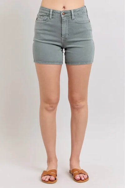 Judy Blue Full Size Hw Garment Dyed & Back Pkt Embroidery Shorts Plus Size-Authentically Radd Women's Online Boutique in Endwell, New York