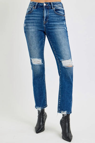 RISEN Full Size High Rise Distressed Crop Straight Jeans-Authentically Radd Women's Online Boutique in Endwell, New York