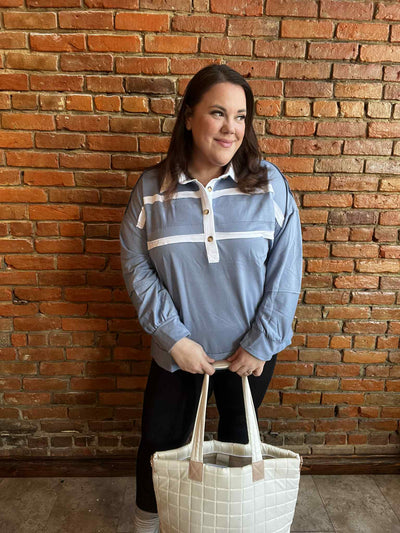 Prep School Chic Polo in Slate Blue-Authentically Radd Women's Online Boutique in Endwell, New York