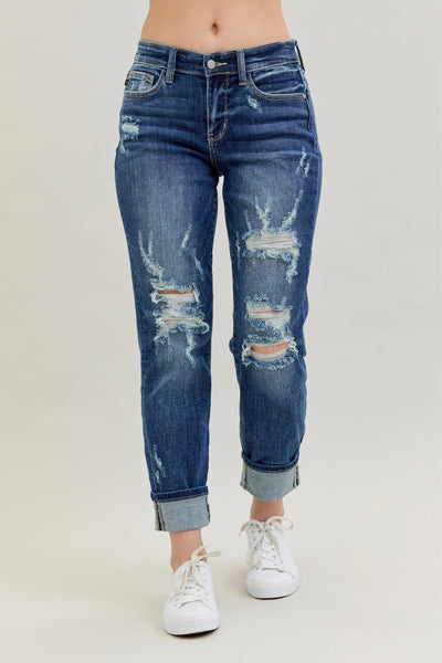 Judy Blue Off the Cuff Boyfriend Jeans - Sizes 0-24W-Authentically Radd Women's Online Boutique in Endwell, New York