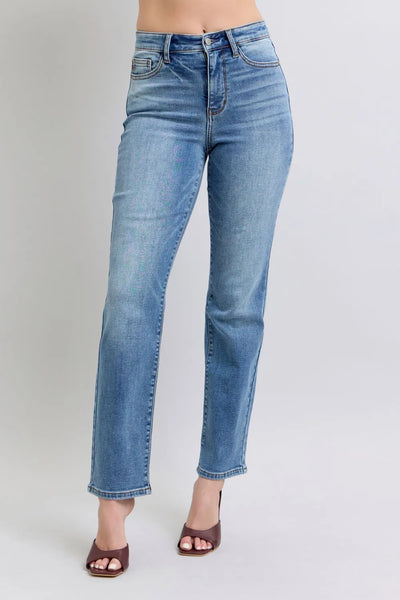 Judy Blue Vintage Wash Thermal Straight Jeans-Authentically Radd Women's Online Boutique in Endwell, New York