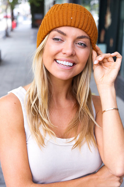 Mustard Cable Knit Beanie-Authentically Radd Women's Online Boutique in Endwell, New York