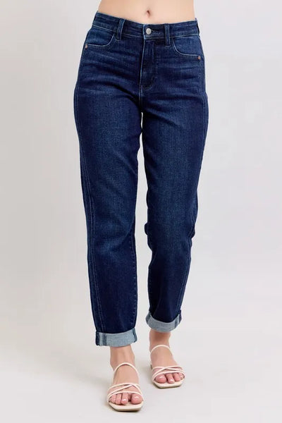 Judy Blue Cuffed Boyfriend Jeans – Effortless Fit, Laid-Back Look-Authentically Radd Women's Online Boutique in Endwell, New York