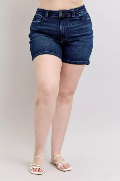 Judy Blue Plus Size High Waist Back Flap Pocket Denim Shorts-Authentically Radd Women's Online Boutique in Endwell, New York