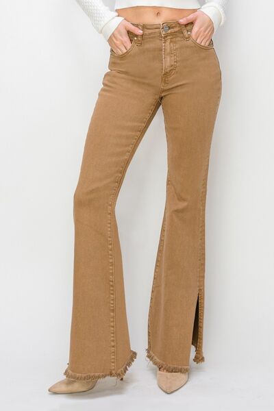 RISEN Bailey High Waist Side Slit Flare Jeans-Authentically Radd Women's Online Boutique in Endwell, New York