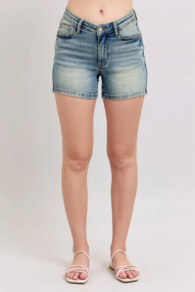 Judy Blue Full Size V-Front Vintage Wash Shorts Plus Size-Authentically Radd Women's Online Boutique in Endwell, New York