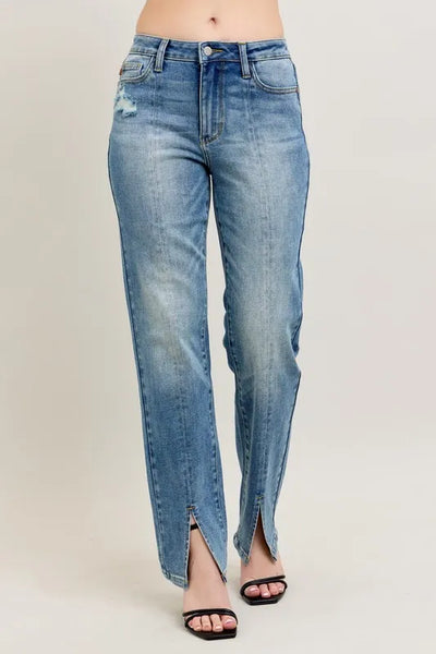 Judy Blue Split Hem Jeans – Fashion-Forward Fit with a Fresh Twist-Authentically Radd Women's Online Boutique in Endwell, New York