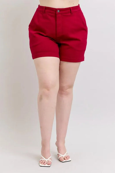 Judy Blue Ruby Heart Pocket Tummy control Shorts – High Rise Stretch Fit (1X-3X)-Authentically Radd Women's Online Boutique in Endwell, New York