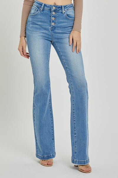 RISEN Full Size High Rise Button Fly Bootcut Jeans-Authentically Radd Women's Online Boutique in Endwell, New York