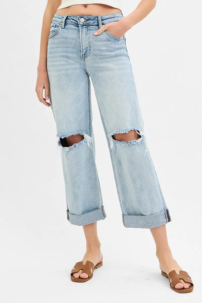 RISEN Ripped in the Right Place Boyfriend Jeans - Sizes 0-3X-Authentically Radd Women's Online Boutique in Endwell, New York