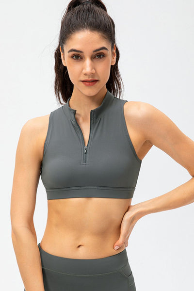 Cropped Cutout Back Zipper Front Active Tank Top-Authentically Radd Women's Online Boutique in Endwell, New York