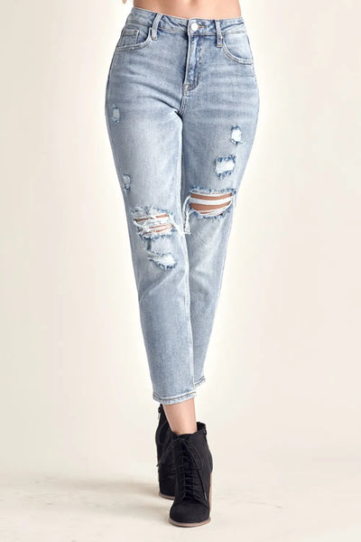 RISEN Distressed Slim Cropped Jeans-Authentically Radd Women's Online Boutique in Endwell, New York