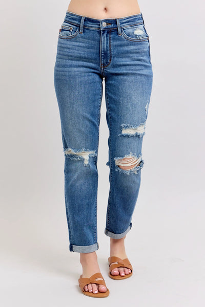 Judy Blue Vintage Wash Boyfriend Jeans-Authentically Radd Women's Online Boutique in Endwell, New York