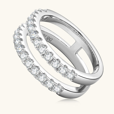 925 Sterling Silver Moissanite Double Layered Ring-Authentically Radd Women's Online Boutique in Endwell, New York