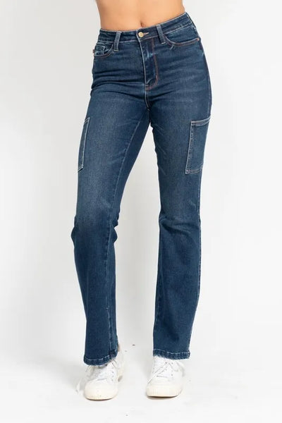 Judy Blue Full Size High Waist Cargo Bootcut Jeans Plus Size-Authentically Radd Women's Online Boutique in Endwell, New York