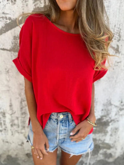 Easy Days Rolled Sleeve Woven Top – S-3X | Worth the Wait | 4 Colors-Authentically Radd Women's Online Boutique in Endwell, New York