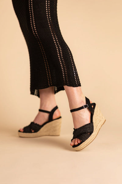 Elinor Wedge in Black-Shoes-Authentically Radd Women's Online Boutique in Endwell, New York