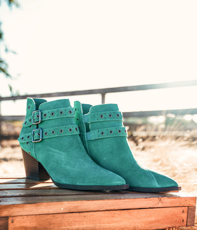 Elsa Leather Ankle Boot in Teal-Shoes-Authentically Radd Women's Online Boutique in Endwell, New York