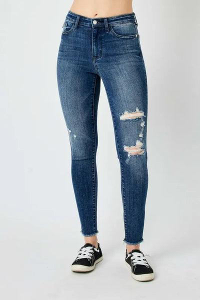 Judy Blue High Waist Distressed Skinny Jeans-Authentically Radd Women's Online Boutique in Endwell, New York