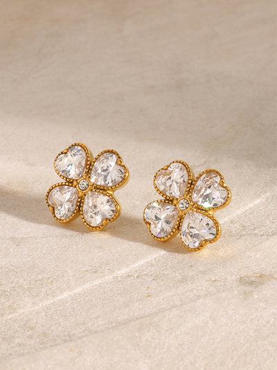Lucky Clover 18K Gold-Plated Stud Earrings – Elegance with a Touch of Char-Authentically Radd Women's Online Boutique in Endwell, New York