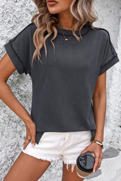 Mandy Striped Round Neck Short Sleeve T-Shirt-Authentically Radd Women's Online Boutique in Endwell, New York