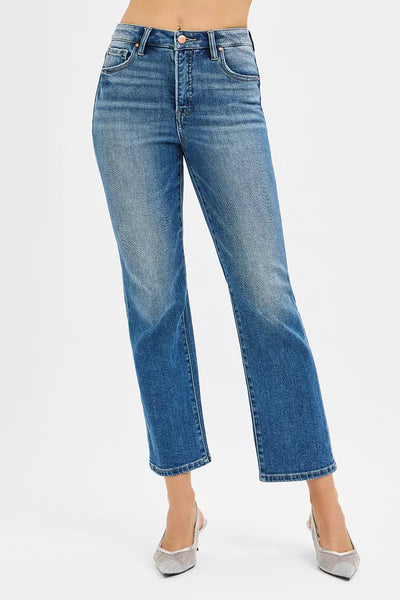 RISEN Tummy Control High Rise Crop Straight Jeans-Authentically Radd Women's Online Boutique in Endwell, New York