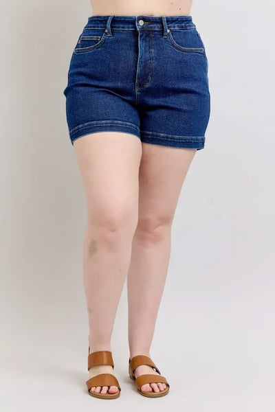 Judy Blue Plus Size High Waist Tummy Control Denim Shorts-Authentically Radd Women's Online Boutique in Endwell, New York