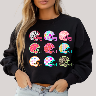 Girly Neon Helmets in Black Sweatshirt-Womens-Authentically Radd Women's Online Boutique in Endwell, New York