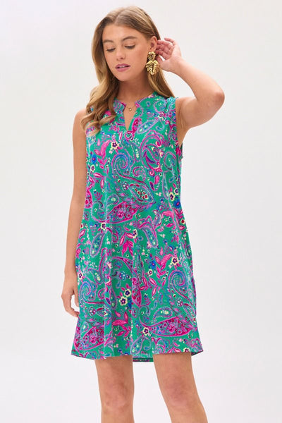 Dear Scarlett Lizzy Tank Dress in Emerald/Pink-Womens-Authentically Radd Women's Online Boutique in Endwell, New York
