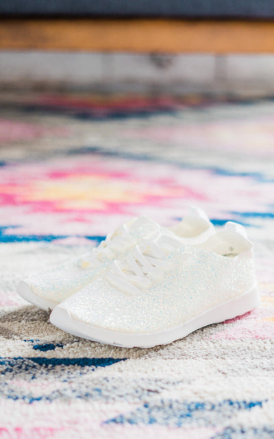 Mayo Glitter Sneakers in White-Shoes-Authentically Radd Women's Online Boutique in Endwell, New York