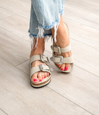 Mickie Western Slides in Cream-Shoes-Authentically Radd Women's Online Boutique in Endwell, New York