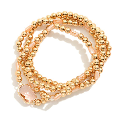 The Radd Stack - Set of 4 Beaded Stretch Bracelets – Metallic & Glass Crystal Stackable Bracelet Set-Authentically Radd Women's Online Boutique in Endwell, New York