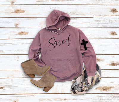 Saved Hoodie - print on front and sleeve-Authentically Radd Women's Online Boutique in Endwell, New York