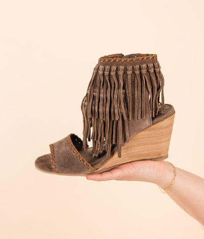 True Fringe Wedge in Taupe-140 Wedges-Authentically Radd Women's Online Boutique in Endwell, New York
