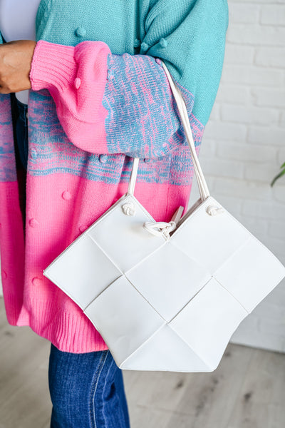 Woven Tote in White-Accessories-Authentically Radd Women's Online Boutique in Endwell, New York