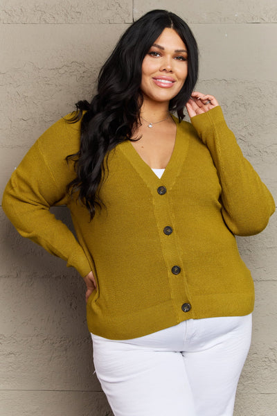 Zenana Kiss Me Tonight Full Size Button Down Cardigan in Chartreuse-Authentically Radd Women's Online Boutique in Endwell, New York